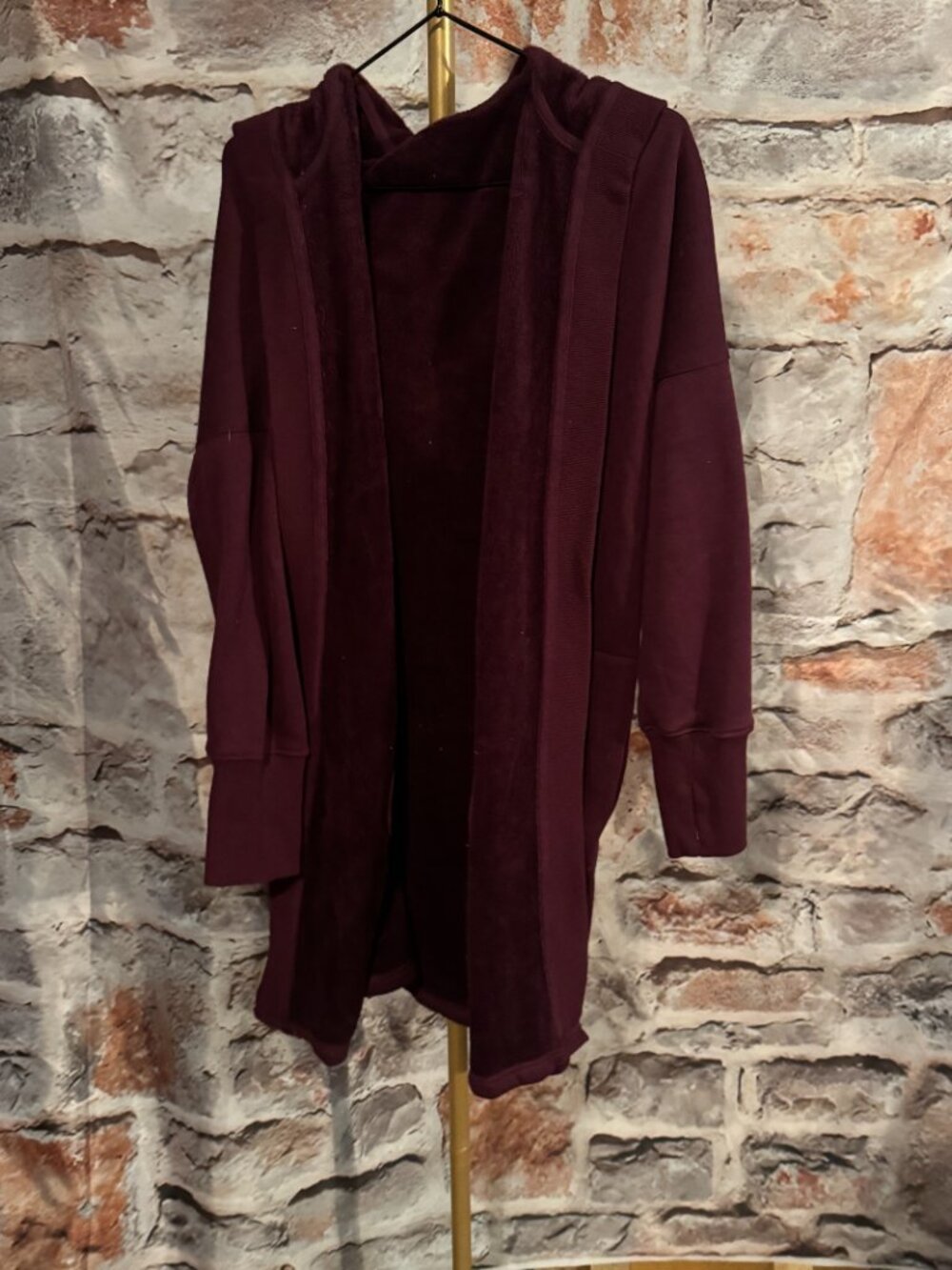 Mono B - Open Front Hooded Cardigan - Burgundy - M/L (12-20)